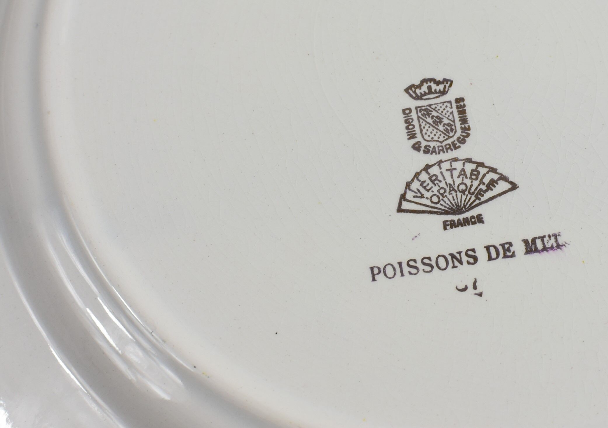 Set of 6 plates sea pattern Digoin Sarreguemines.