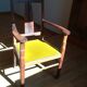 Oak and velvet armchair circa