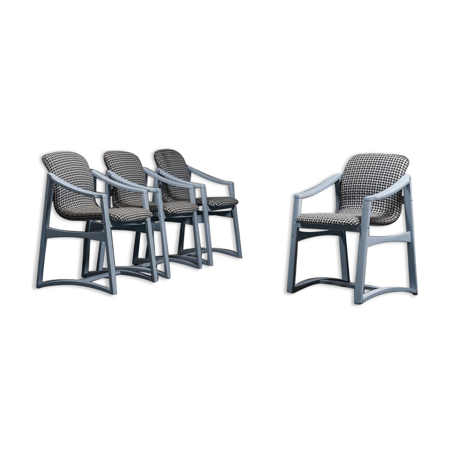 Set of 4 chairs fabric pied de poule anni' 60 vintage modern