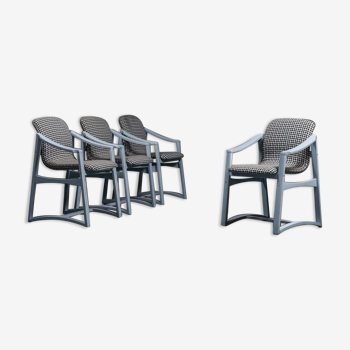 Ensemble de 4 chaises en tissu pied de poule anni' 60 vintage moderne