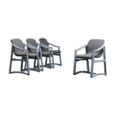 Ensemble de 4 chaises en tissu pied de poule anni' 60 vintage moderne