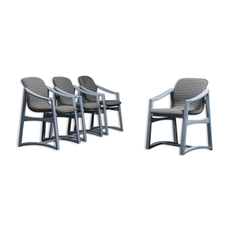 Ensemble de 4 chaises en tissu pied de poule anni' 60 vintage moderne