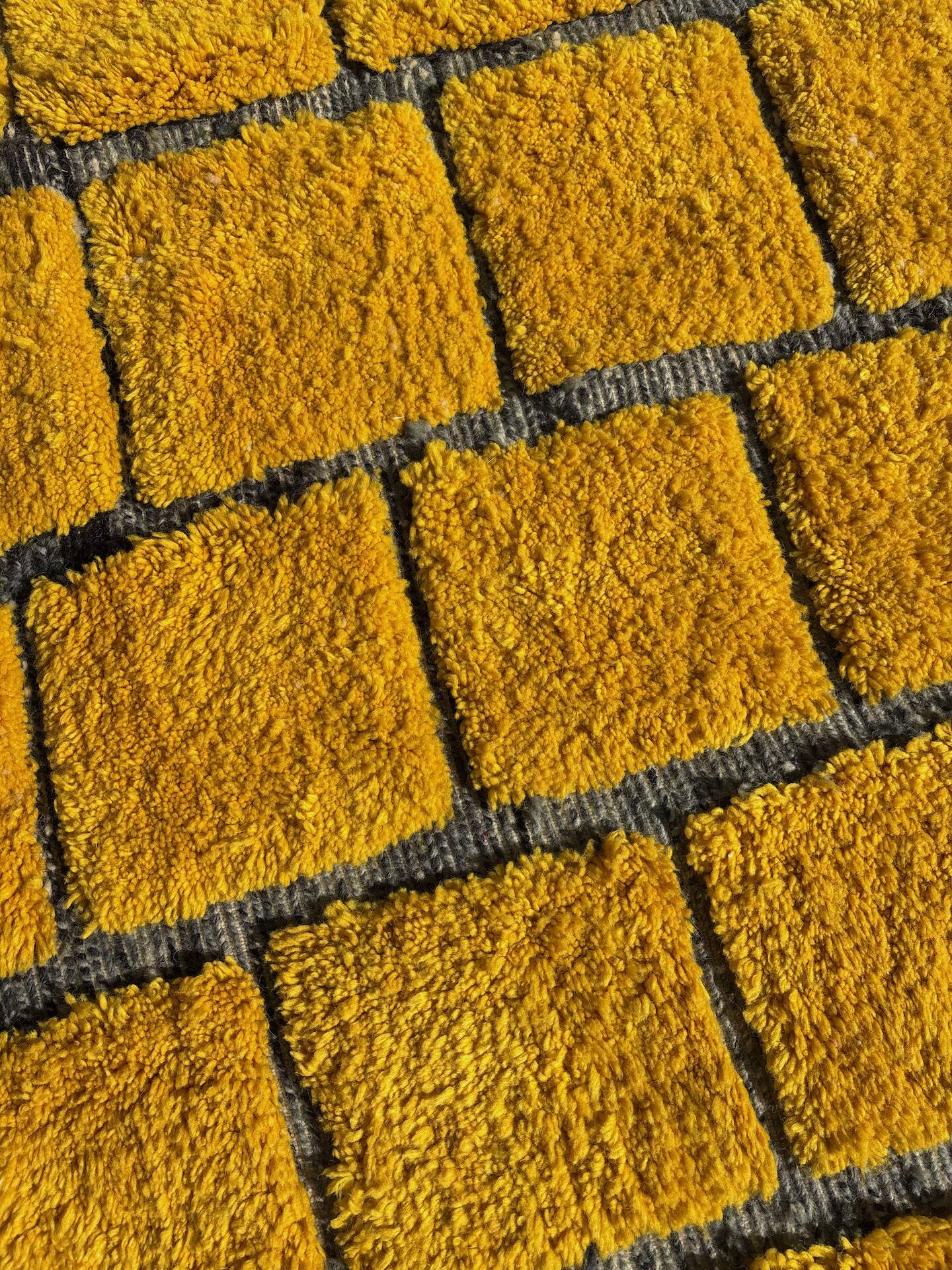 Tapis Mrirt jaune 250cmx150cm fait main en laine de haute qualité