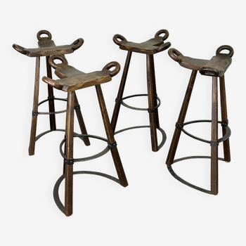 Set of 4 'Marbella' bar stools by Sergio Rodrigues for Confonorm