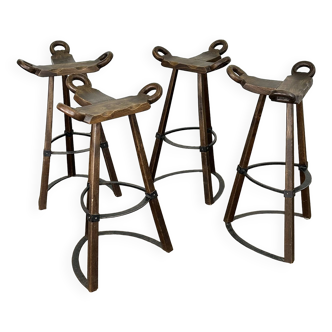 Set of 4 'Marbella' bar stools by Sergio Rodrigues for Confonorm