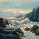 HSP painting "Seaside at sunset" signed O. Blanchard + Marine frame