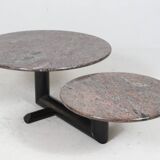 Sculptural coffee table in granite and wood, Italy 1980s.