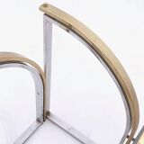 Round Brass and Steel Dining Table by Romeo Rega with Glass Top