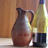 Brown stoneware pitcher