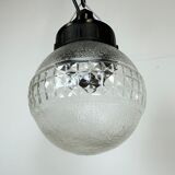 Industrial Bakelite Pendant Light with Frosted Glass, 1970s