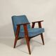 Vintage corduroy armchair Ocean blue upholstery