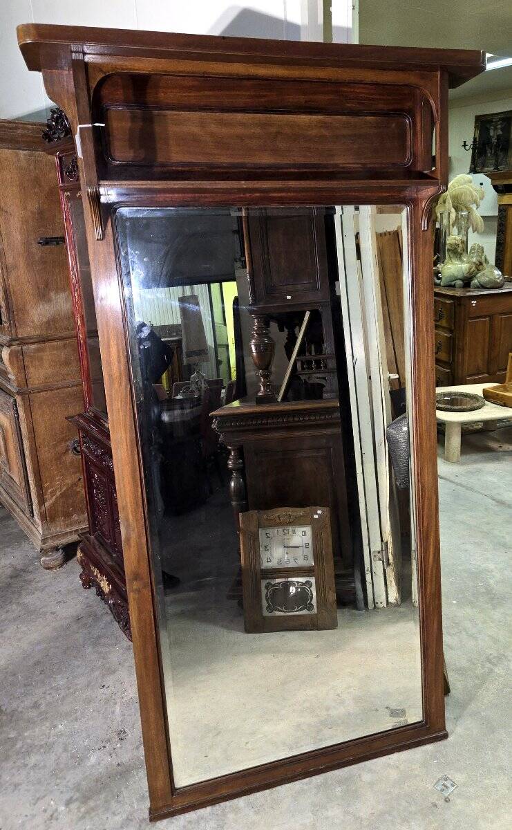 Very large trumeau mirror from the Art Nouveau period in mahogany / h 196cm