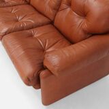Brown leather 3-seater sofa Coronado by Tobia Scarpa for B&B Italia, Italy ca. 1960