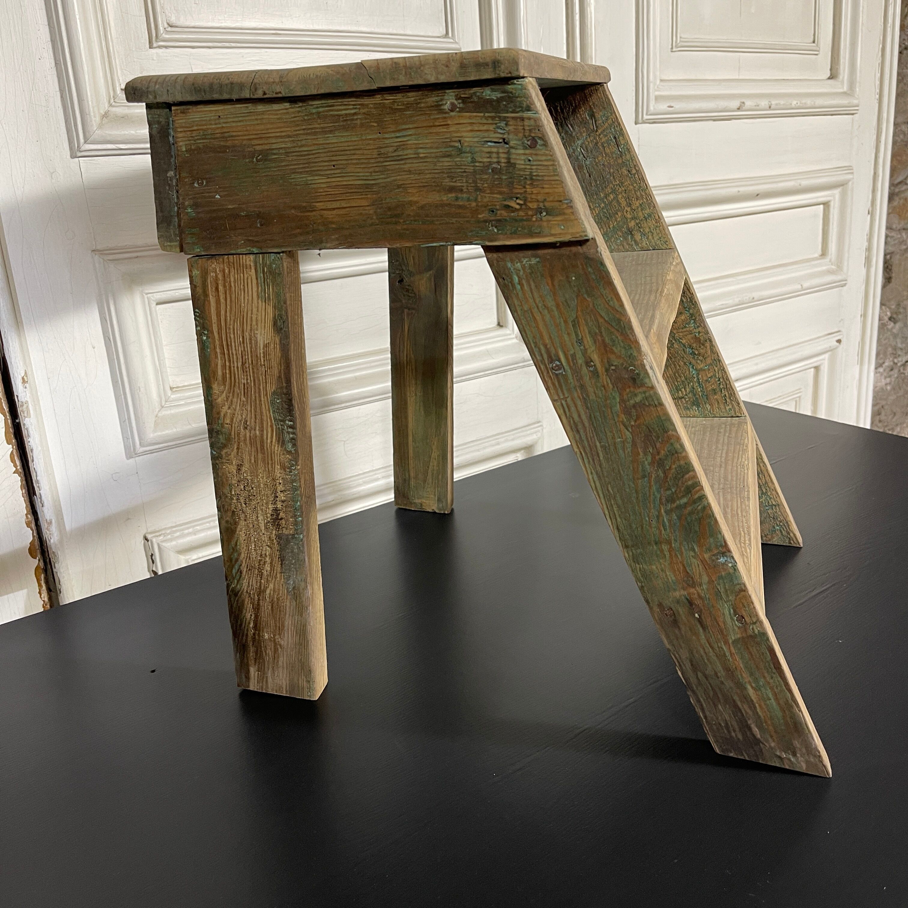 Old wooden foot step