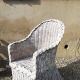 White rattan armchair
