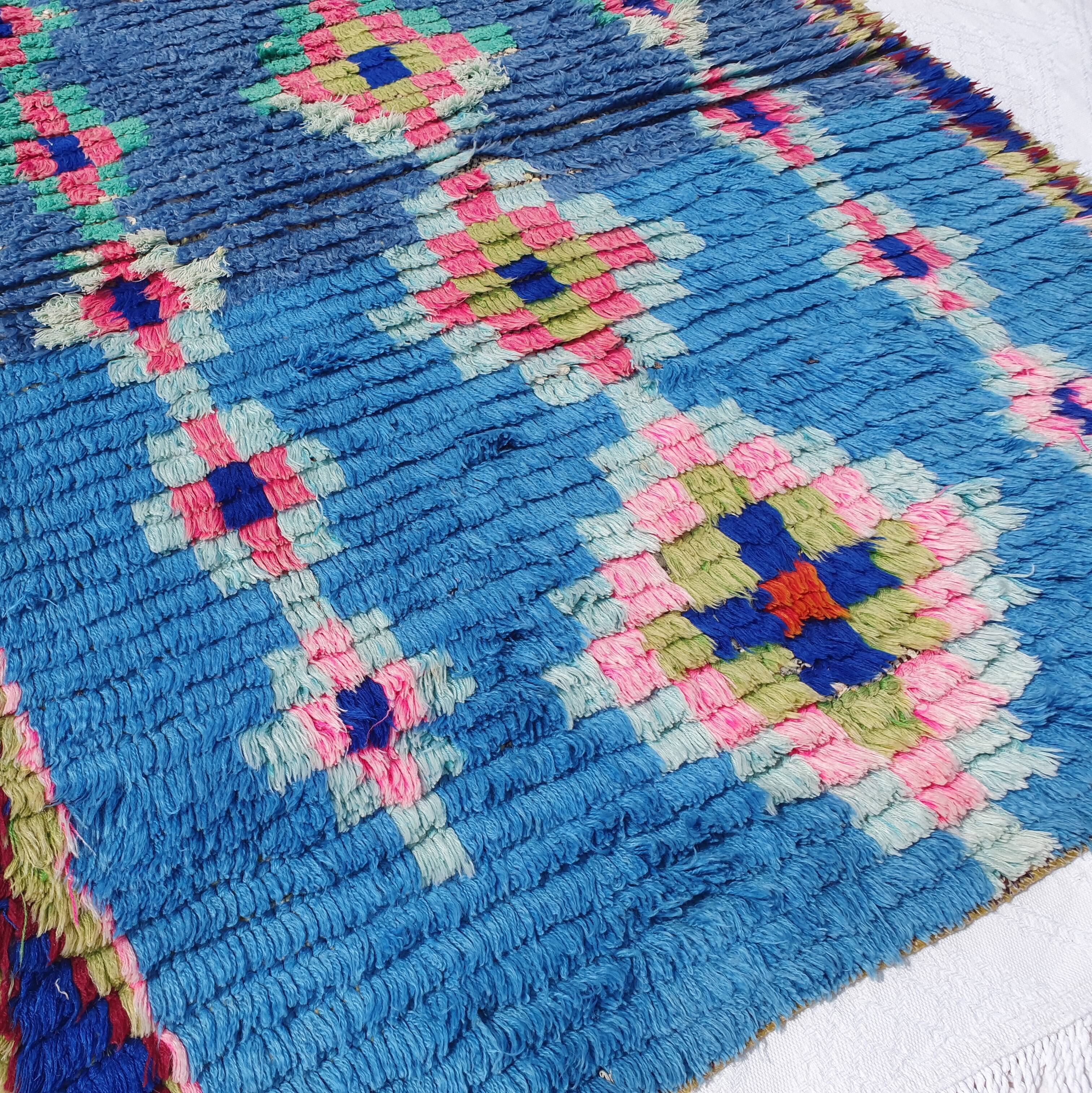 Blue Moroccan Berber carpet 210x100 cm