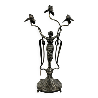 Large figurative chandelier with a femme fatale nymph.