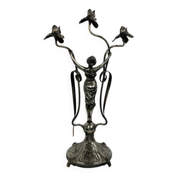 Large figurative chandelier with a femme fatale nymph.