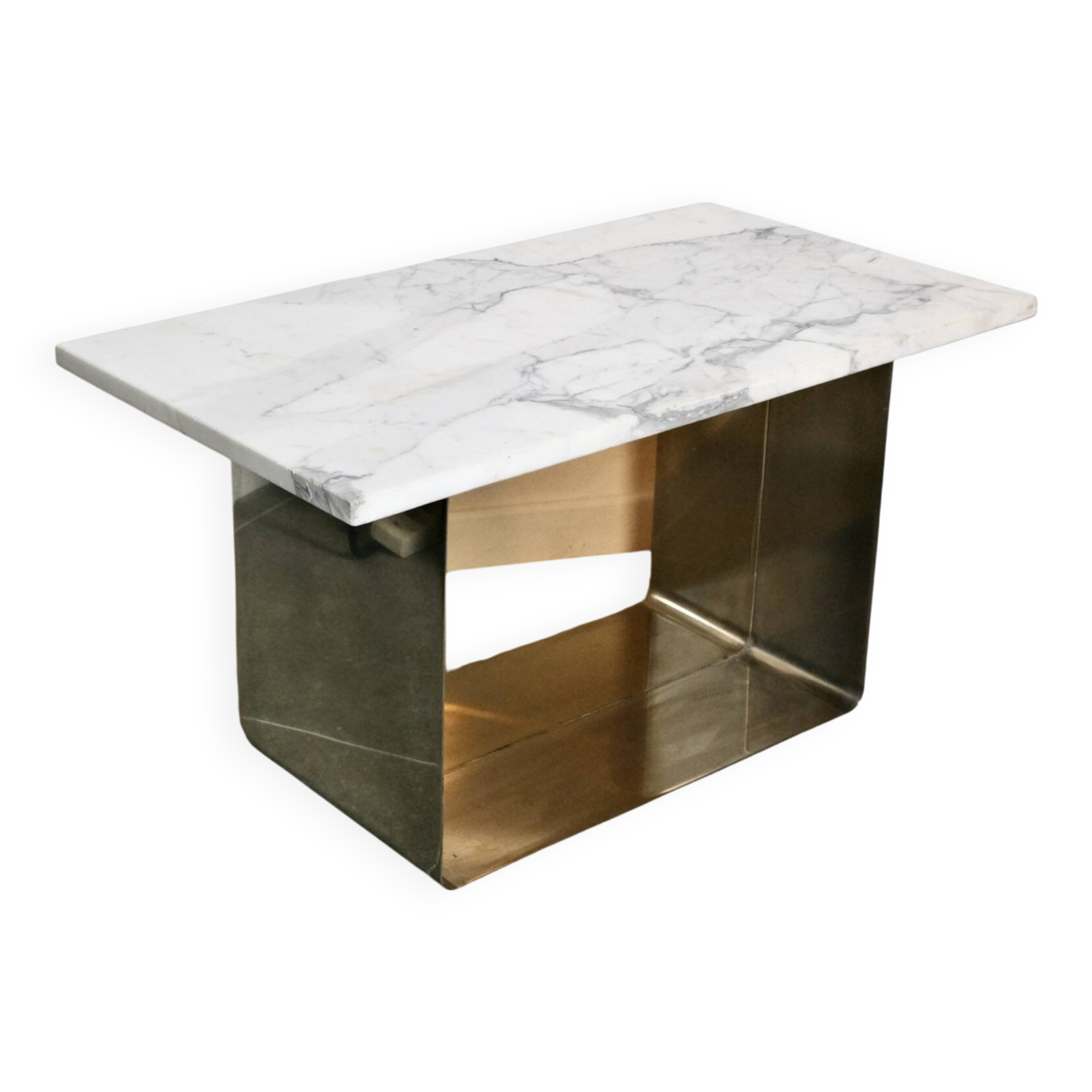 70s marble and aluminum coffee table