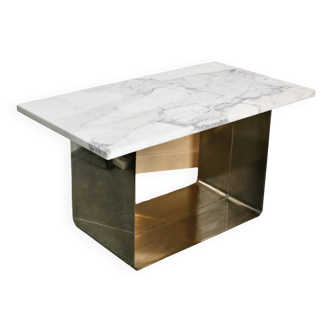 70s marble and aluminum coffee table