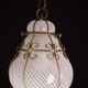 Extraordinary Venetian Lantern in Murano Reticello Glass, 1940s