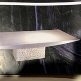 Console in honed travertine by Claude Berraldacci