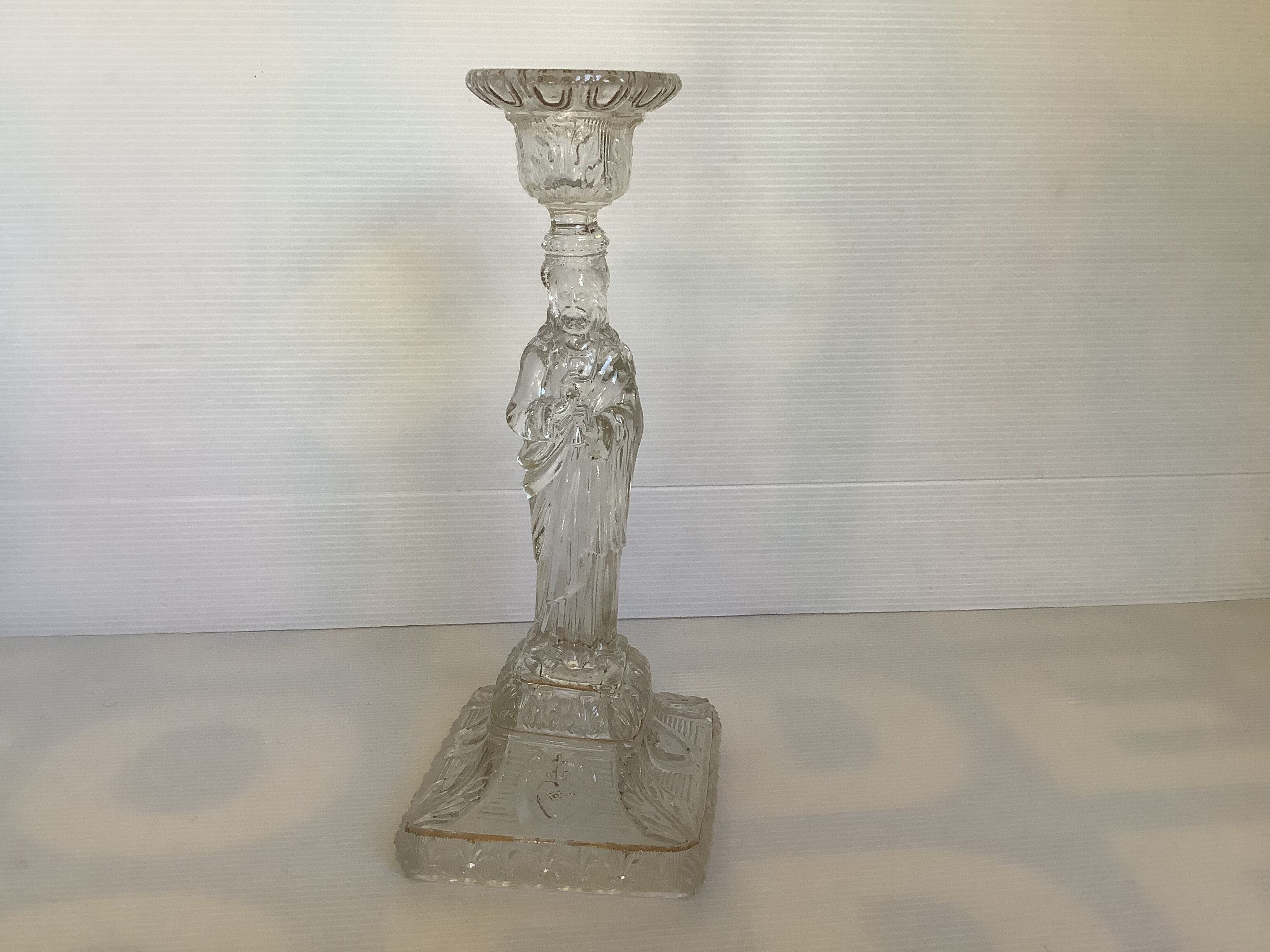 Antique moulded glass candlestick