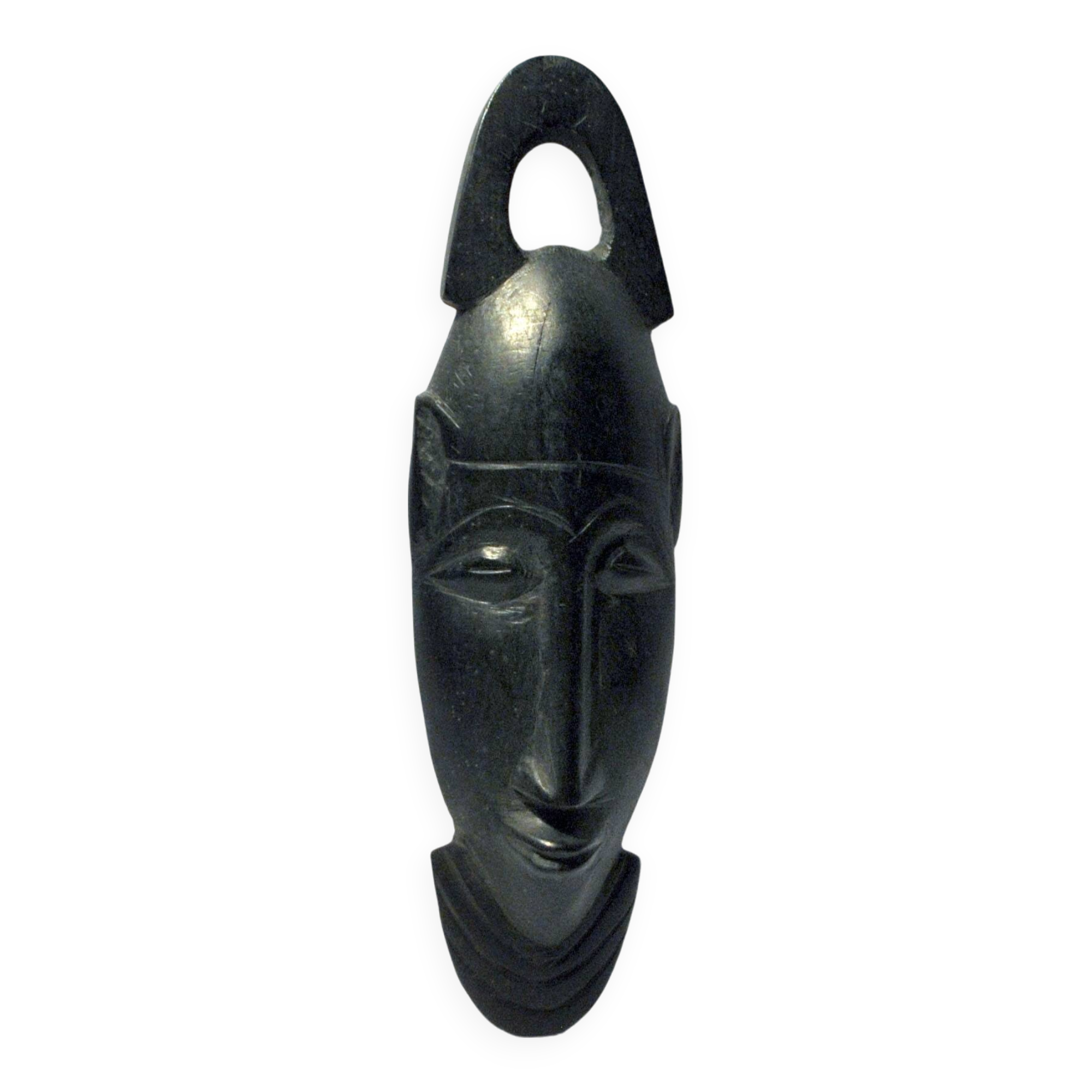 African ebony wood mask - vintage bearded head ethnic africa 22x7