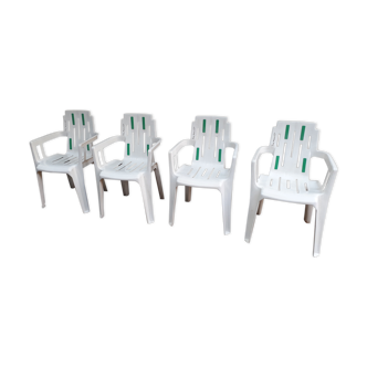 4 fauteuils de jardin, modèle "Mambo" par Pierre Paulin pour Henry Massonnet 1980