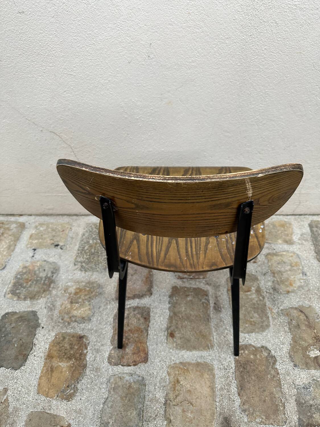 2 chaises style industriel en bois et métal