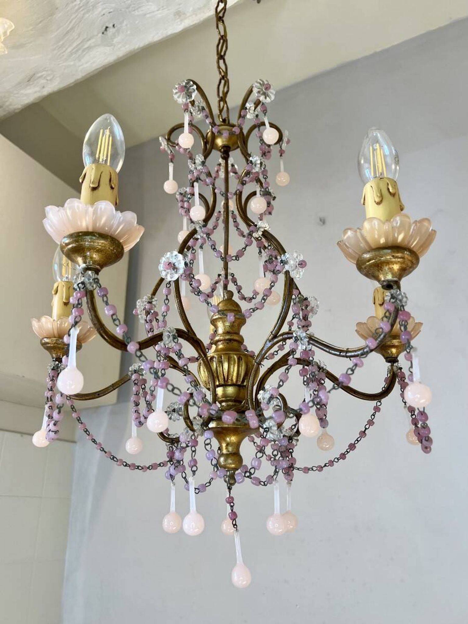 Lustre italien opaline rose