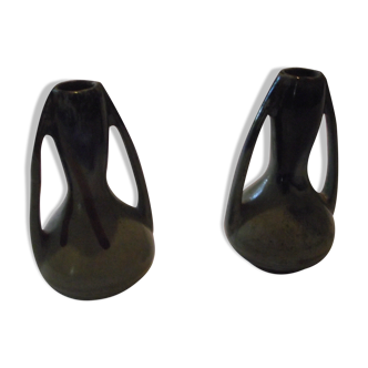 Pair of soliflora art deco vases