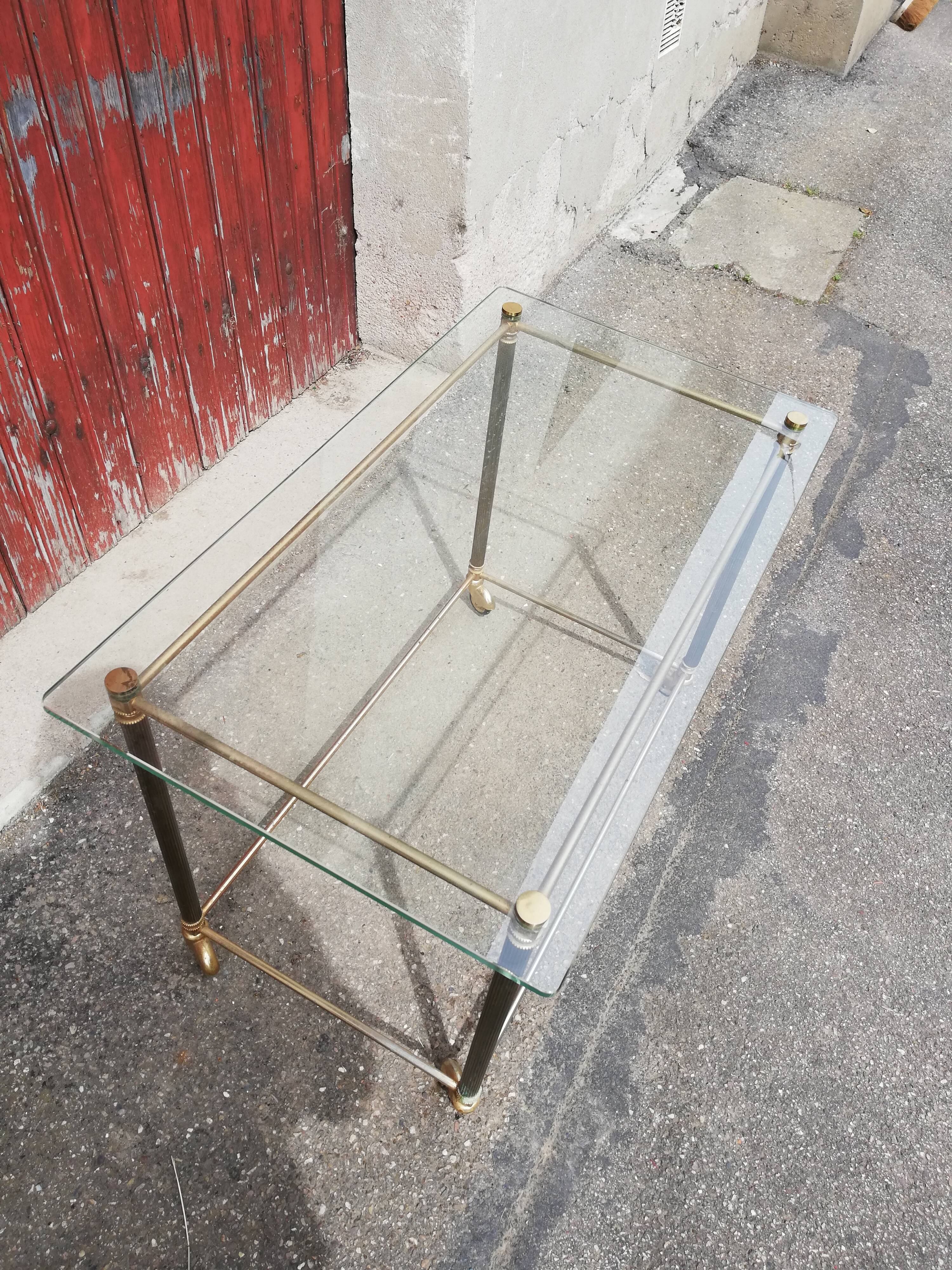 Brass and glass coffee table