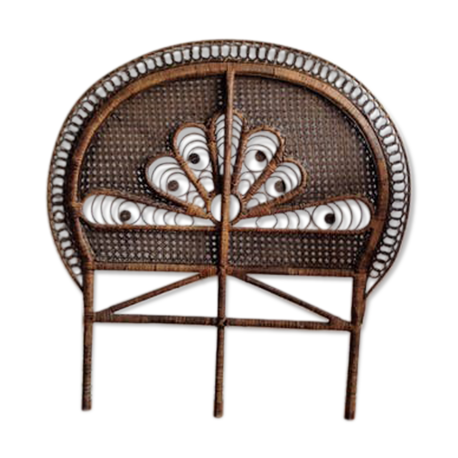 Headboard rattan peacock