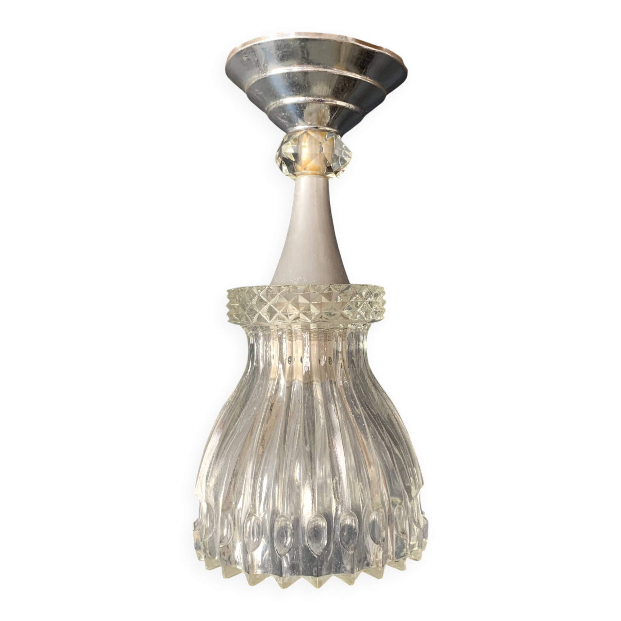 Cut glass and metal ceiling light, 1960s, Germany