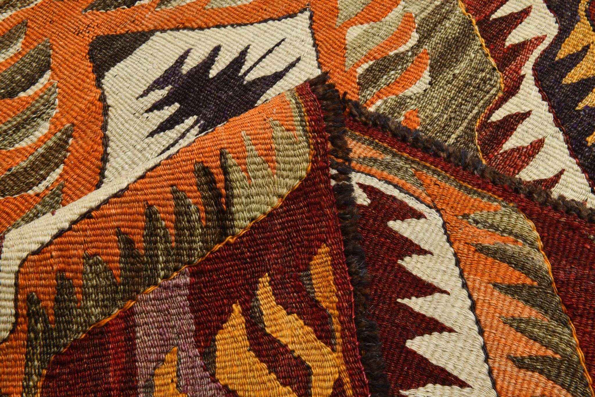 5x9 Dark Red & Cream Turkish Antique Kilim Rug, 150x271Cm