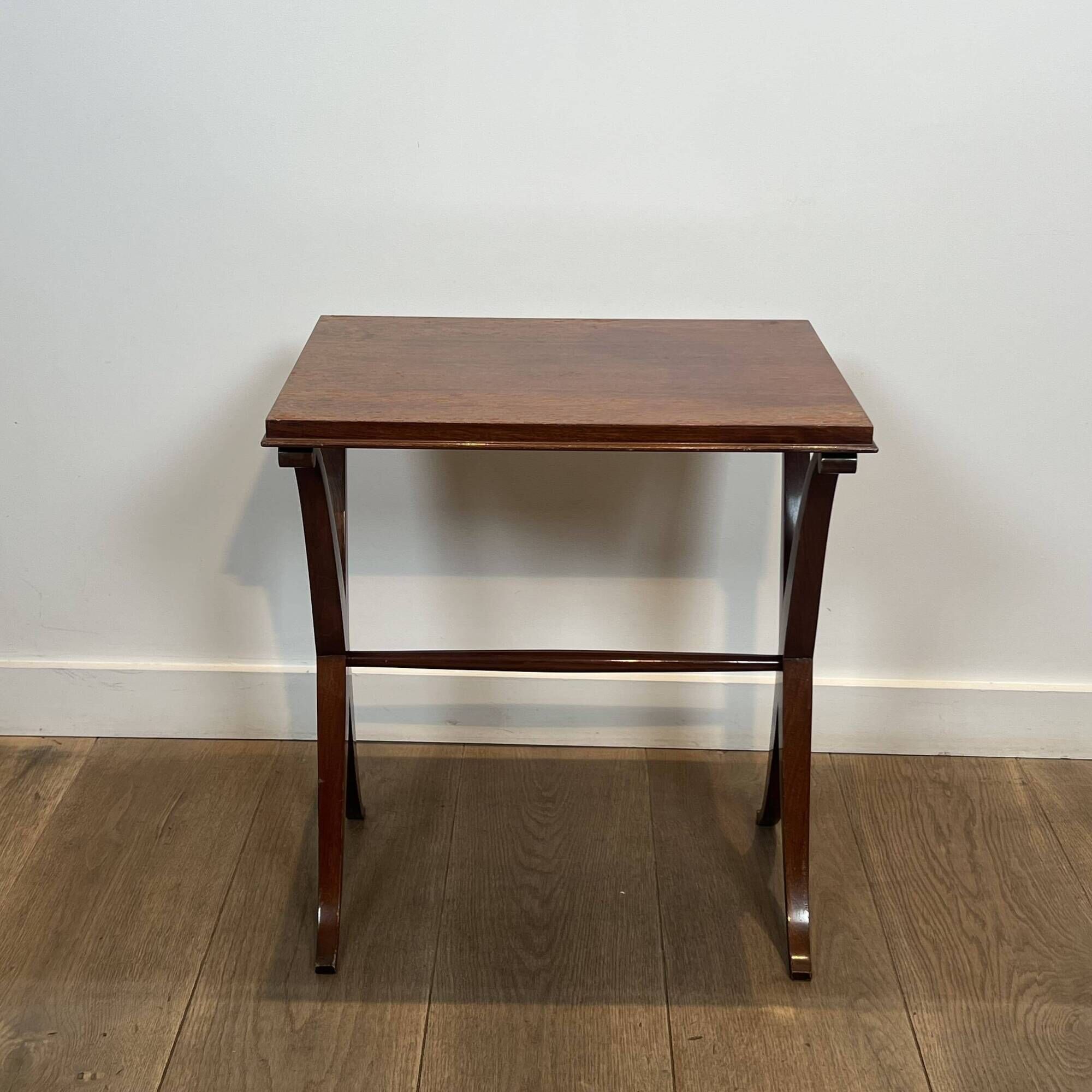 Pair of Mahogany Side Tables with X-shaped Legs. French Work. Circa.