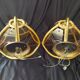 Wall sconces in rattan and smoked glass