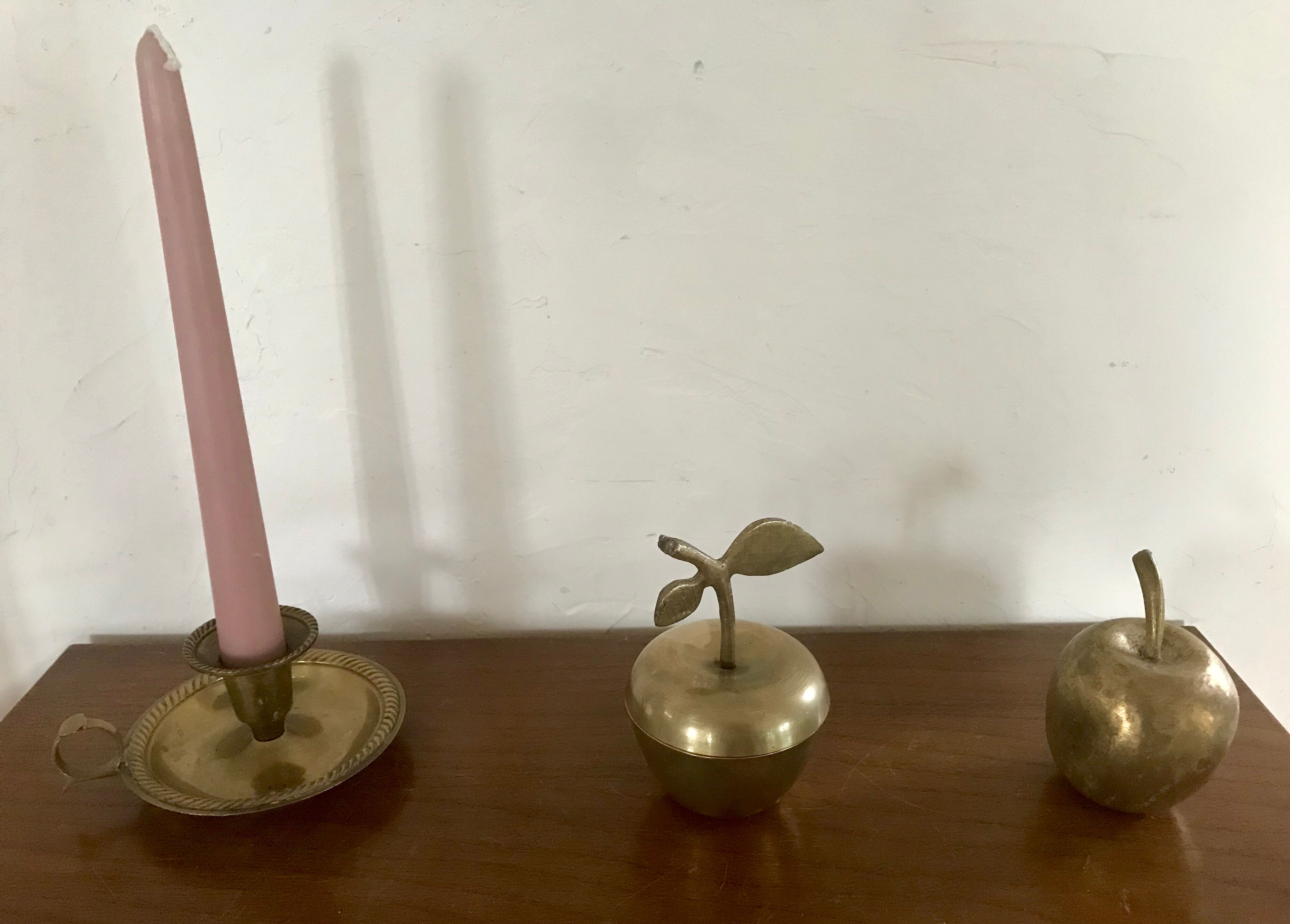 Vintage apple trinket bowl in brass
