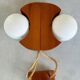 Scandinavian design chandelier pendant, rope, opaline and pine, from the 1980s