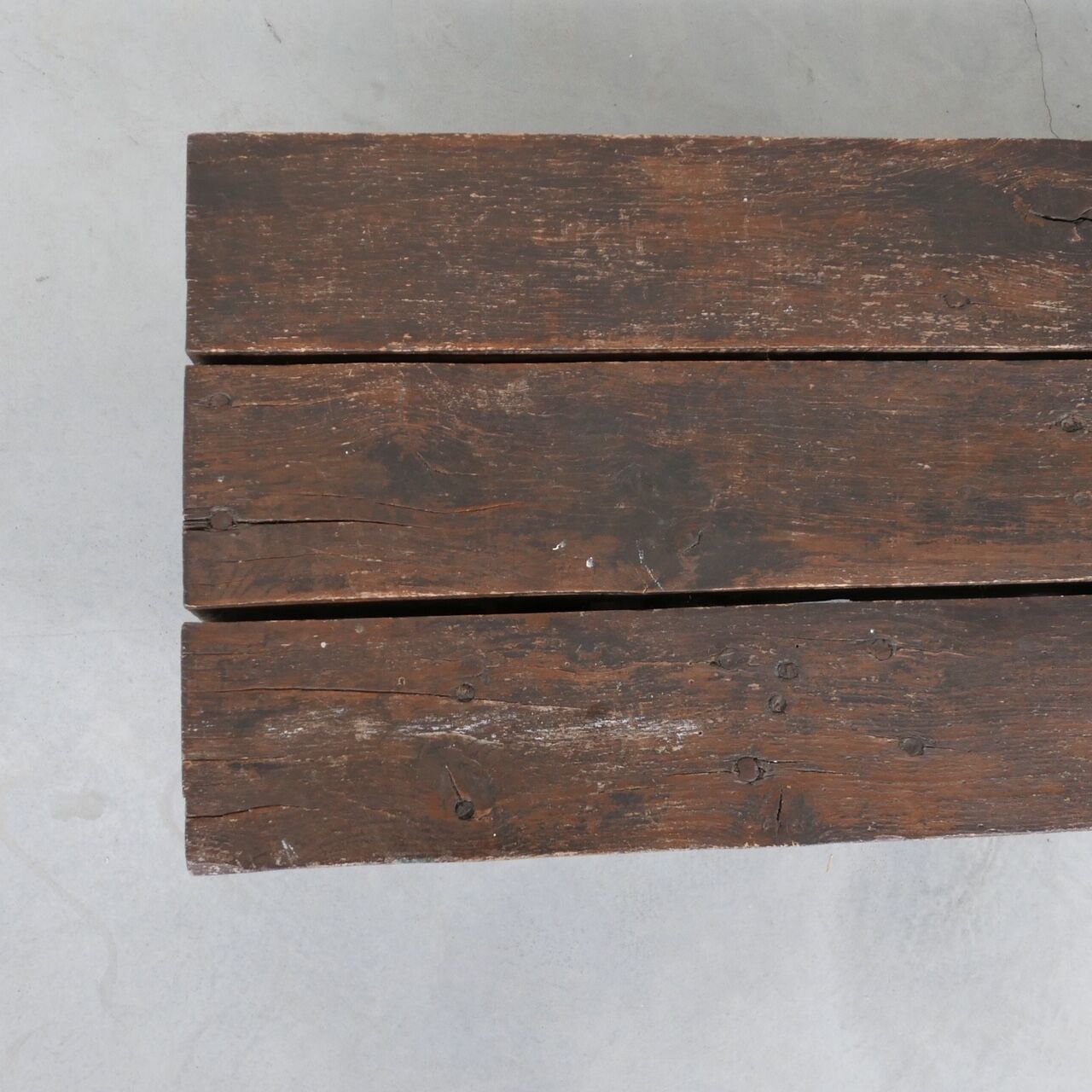 Brutalist belgium oak sleeper mid-century coffee table