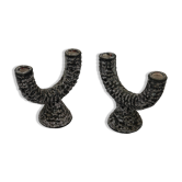 Pair of Fat Lava Candlesticks