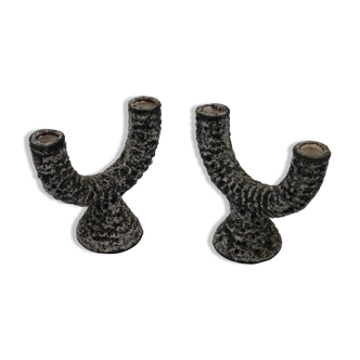 Pair of Fat Lava Candlesticks