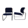 Paire de fauteuils vintage chrome et microfibre bleue circa 70