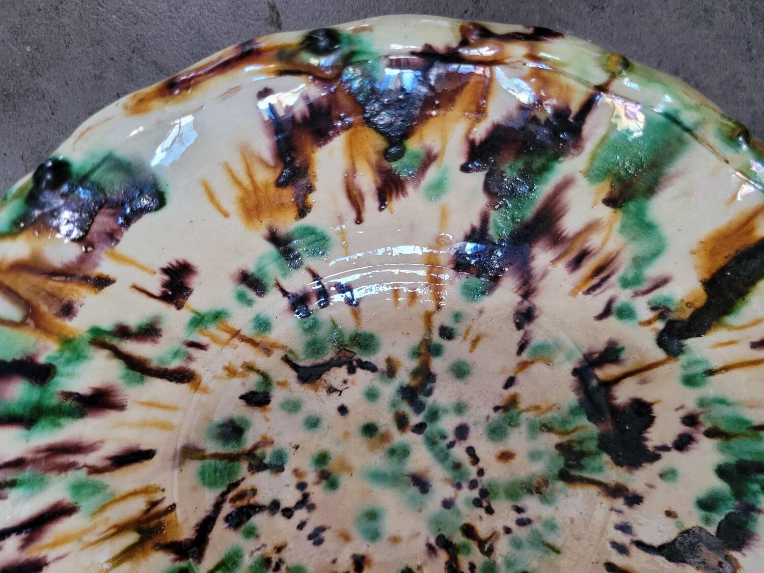Glazed earthenware salad bowl