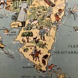 Old illustrated map of Corsica 1932 - JP Pinchon