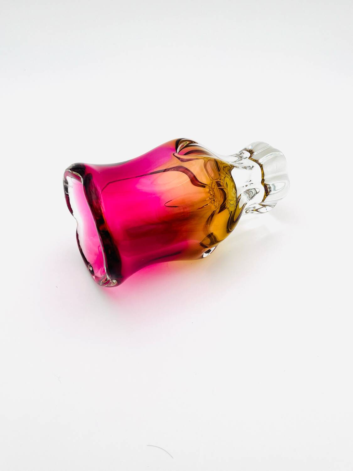 Vase - Sommerso - Josef Hospodka in fuchsia and amber yellow crystal