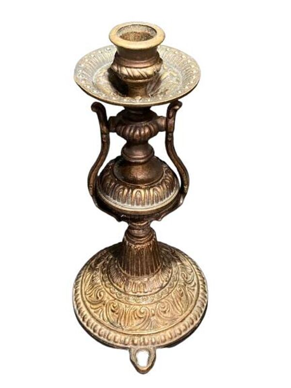Bougeoir de bateau ancien à balancier en bronze