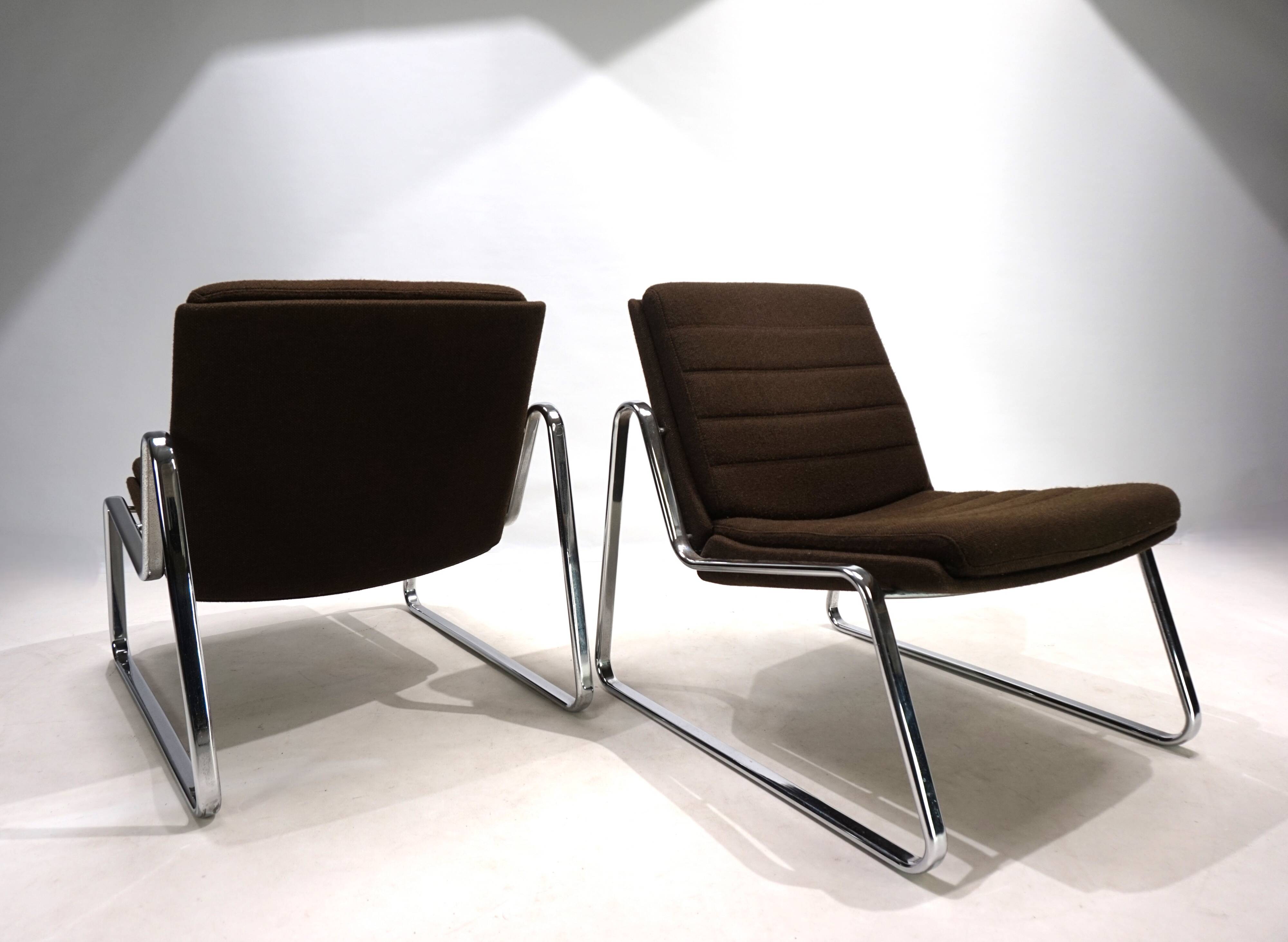 Set of two Drabert chrome lounge chairs by Gerd Lange, 1970