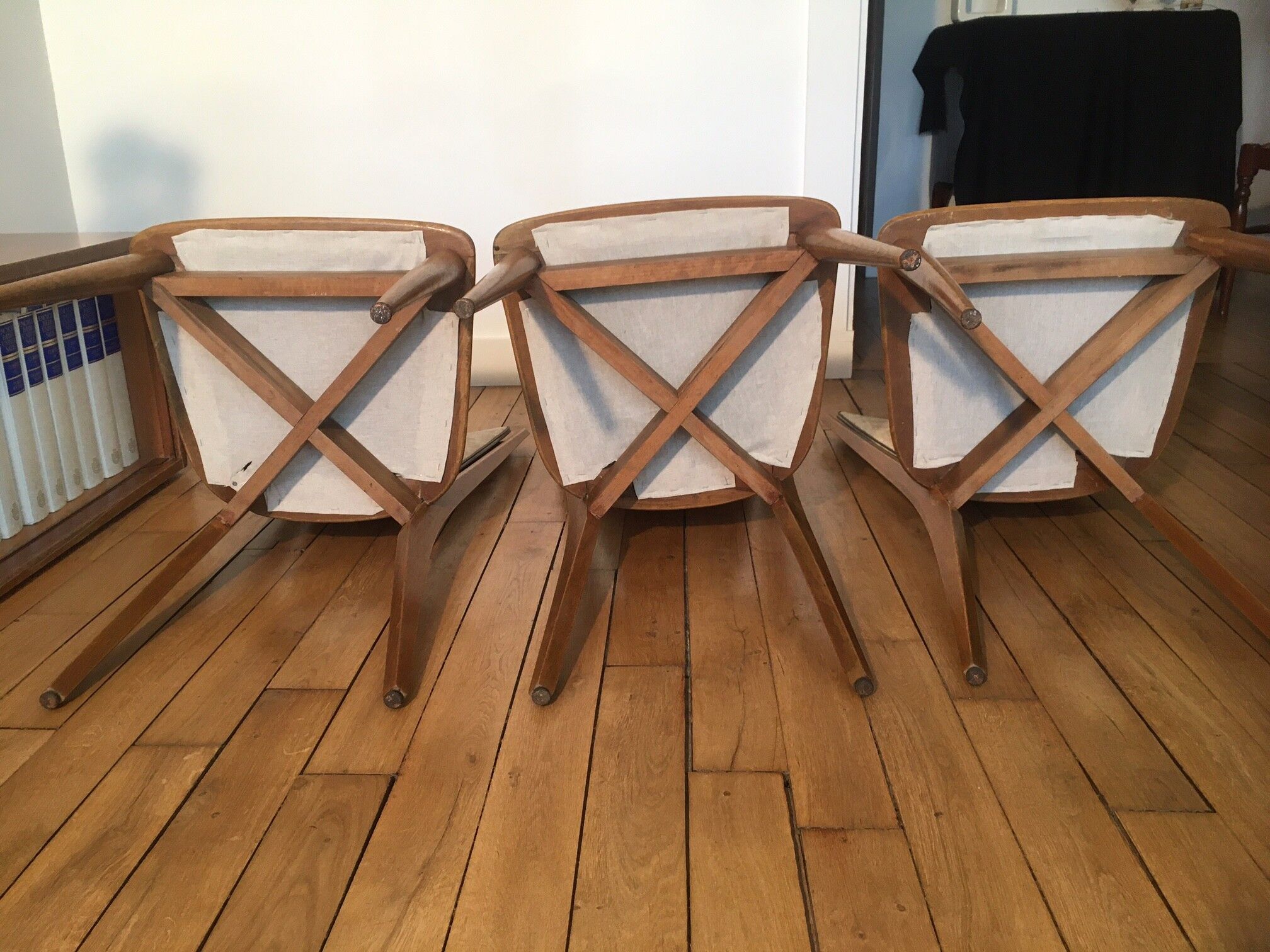 Série de 3 chaises époque années 50